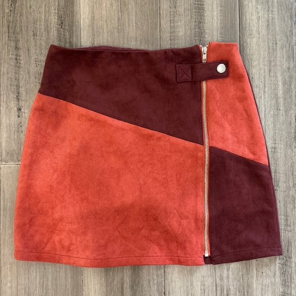 Altar'd State Two Toned Faux Suede Zip Mini Skirt - Picture 7 of 9